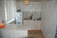 Трехкомнатная квартира по Абдрахманова: Кухня, холодильник, микроволновка, плитка